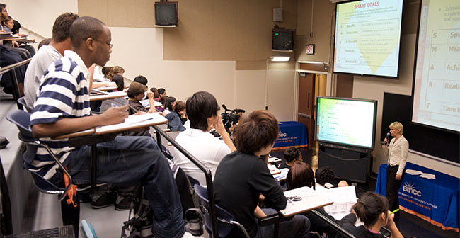 students attending a lecture