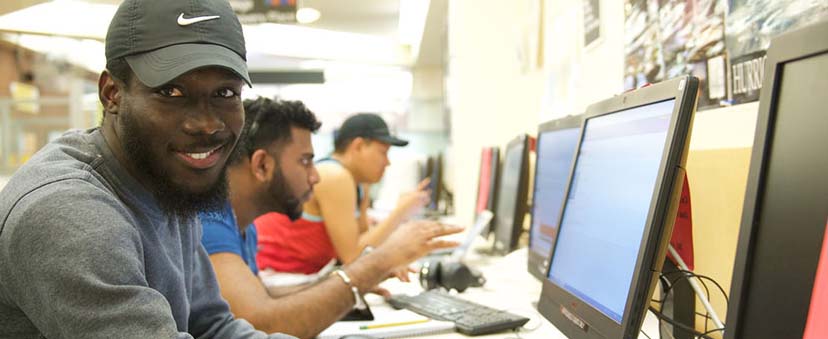 students using computers at Learning Resource Center