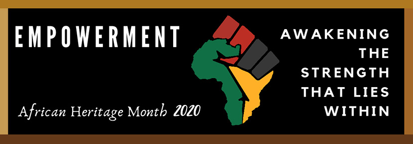 banner for African Heritage Month showing continent of Africa