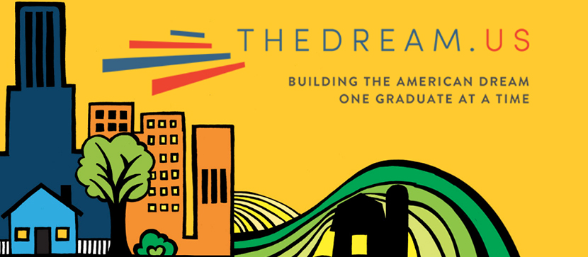 Illustration and wording advertising the Dream U.S. Scholarship