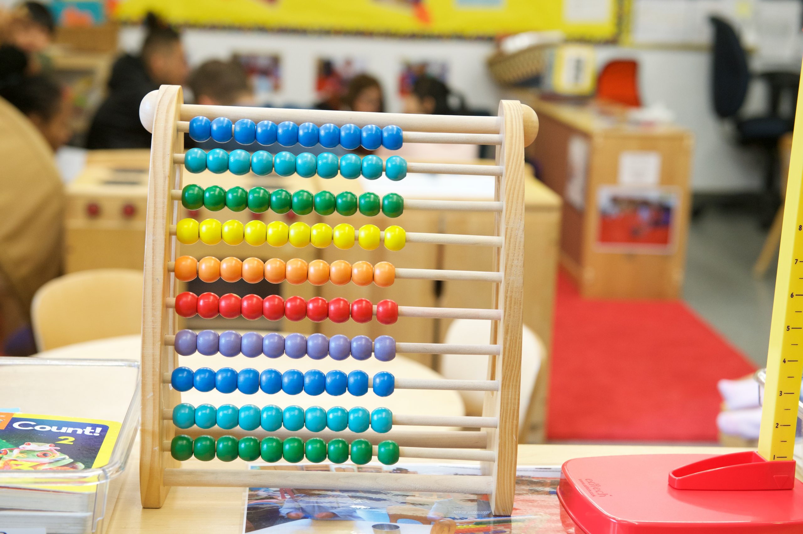 An abacus that children play with in the BMCC Early Childhood center