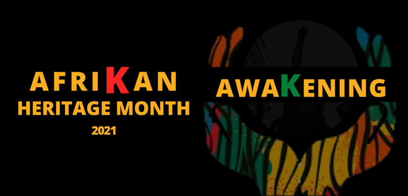 Afrikan Heritage Month banner with the theme word Awakening