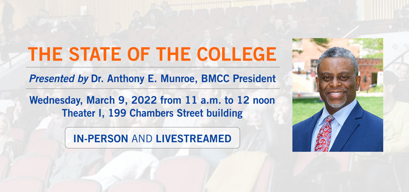 State of the College event announcement with photo of President Munroe