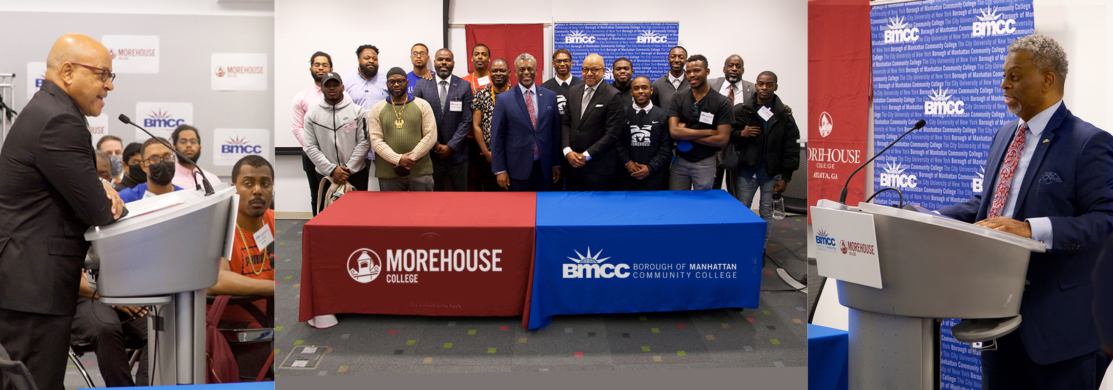 BMCC President Anthony E. Munroe and Morehouse College President David A. Thomas and other participants