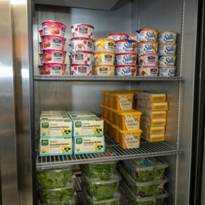 Refrigerator donated by Amazon, in BMCC Panther Pantry
