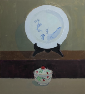 Artwork by Xico Greenwald, Still Life with Plate, 2021, oil on canvas over panel 