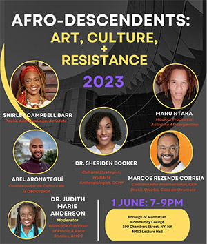 Images of speakers and moderator in Afro-Descendents: Art, Culture and Resistance Panel Discussion