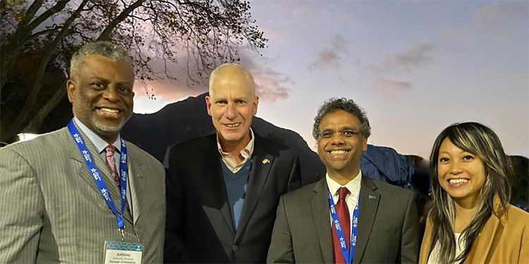 L-R-President Munroe, Consul General Haskell, VP Ramdath and Director Vo.