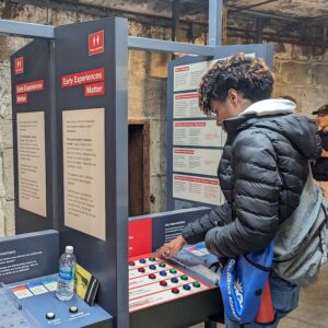Interactive exhibitions engaged students in their tour of the Eastern State Penitentiary historic site.