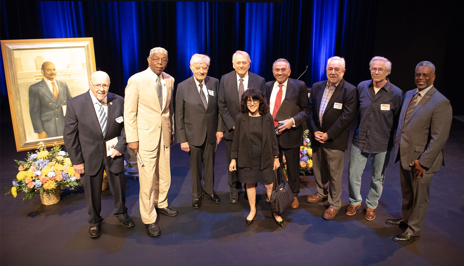 President Munroe (R) with former administrators and current faculty who worked closely with Dr. Smith during his BMCC tenure.