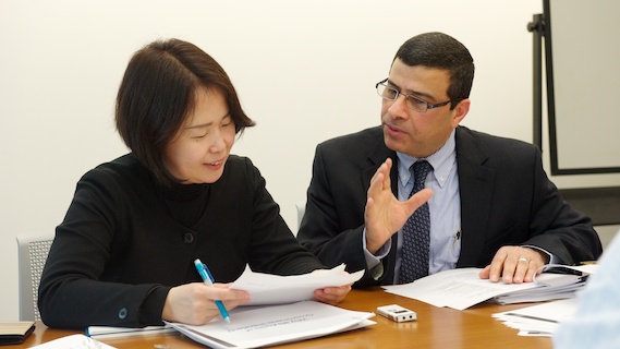 Administrative Evaluation Bureau of Japan's Ministry of Internal Affairs and Communications, Chika Arita and BMCC Professor Achraf Seyam.