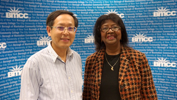 Professor Chin-Song Don Wei, of the Department of Computer Systems, and Professor Emily Anderson, chairperson of BMCC's Department of Social Sciences and Human Services.