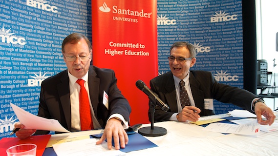 Santander Universities Director Eduardo Garrido and BMCC President Antonio Pérez 